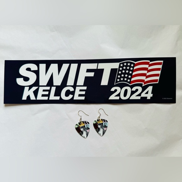 Earrings & Bumper Sticker Bundke, Taylor Swift inspired, NWT, Guitar Pic… - Picture 4 of 7